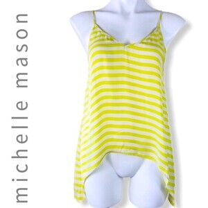 Mason Striped Silk High Low Cami Camisole Tank Top Hi Low Size 6 Cream & Green